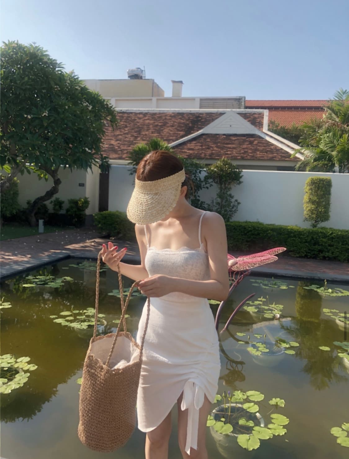 다크로맨스 스트랩 프렌치 카미, 레이스 나시, 레이스 슬리브리스 상품이미지4