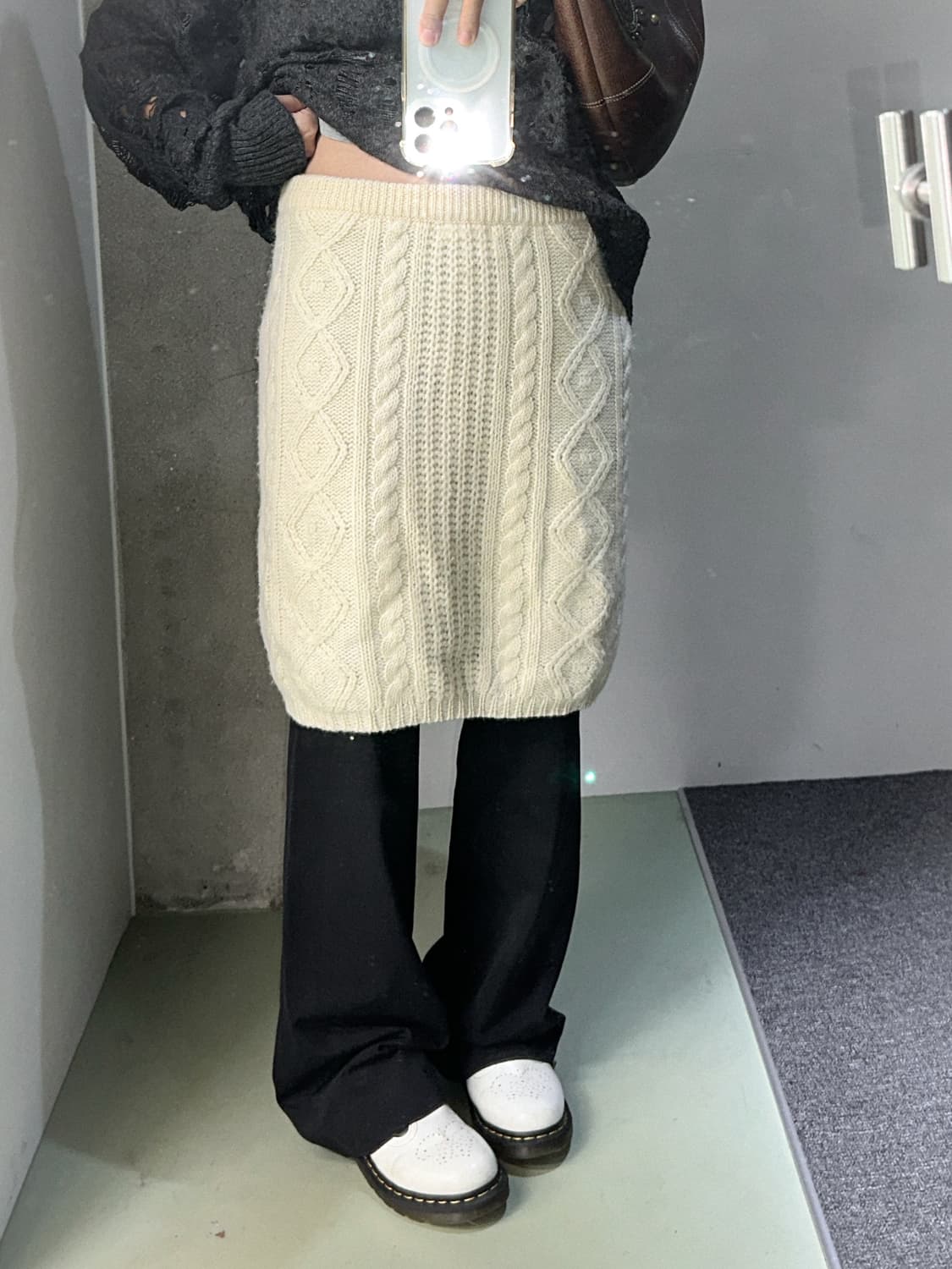 ivory winter cable knit skirt 상품이미지4