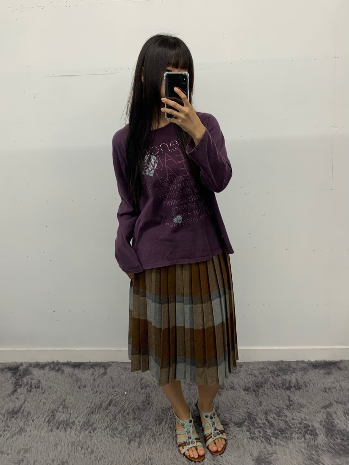 퍼플 큐빅 긴팔티셔츠 상품이미지2