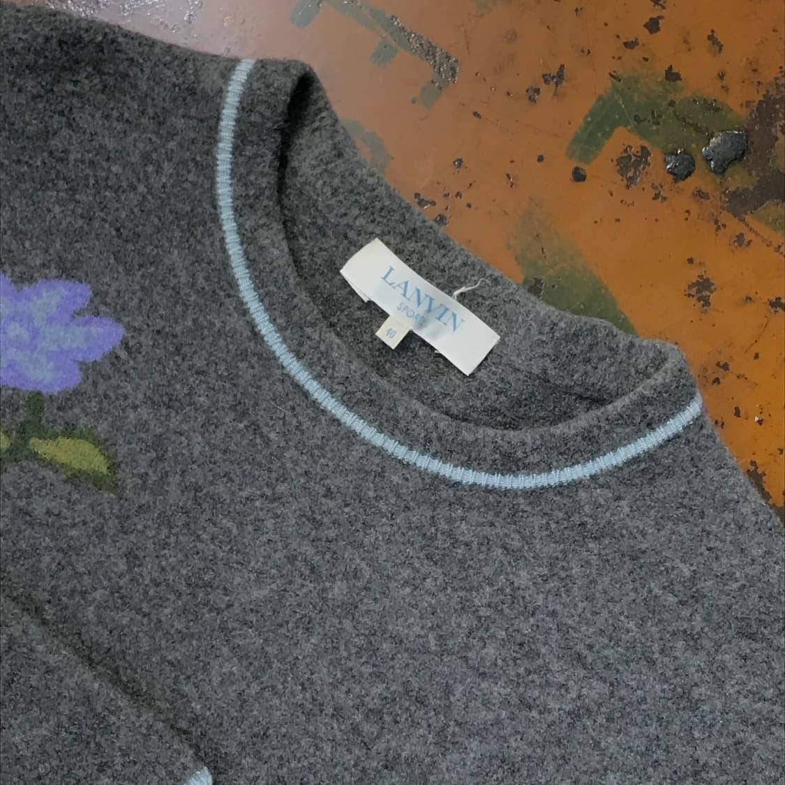 랑방 그레이 플라워 패턴 울 니트 여성 66 77 사이즈  상품이미지3