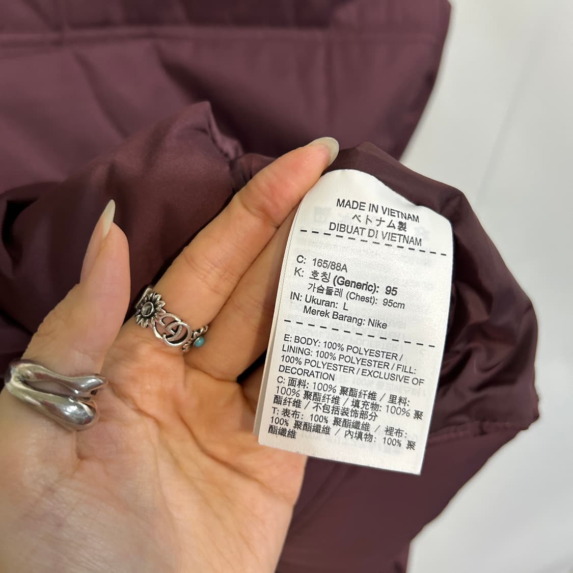 나이키 여성 패딩조끼 95 버건디 상품이미지3