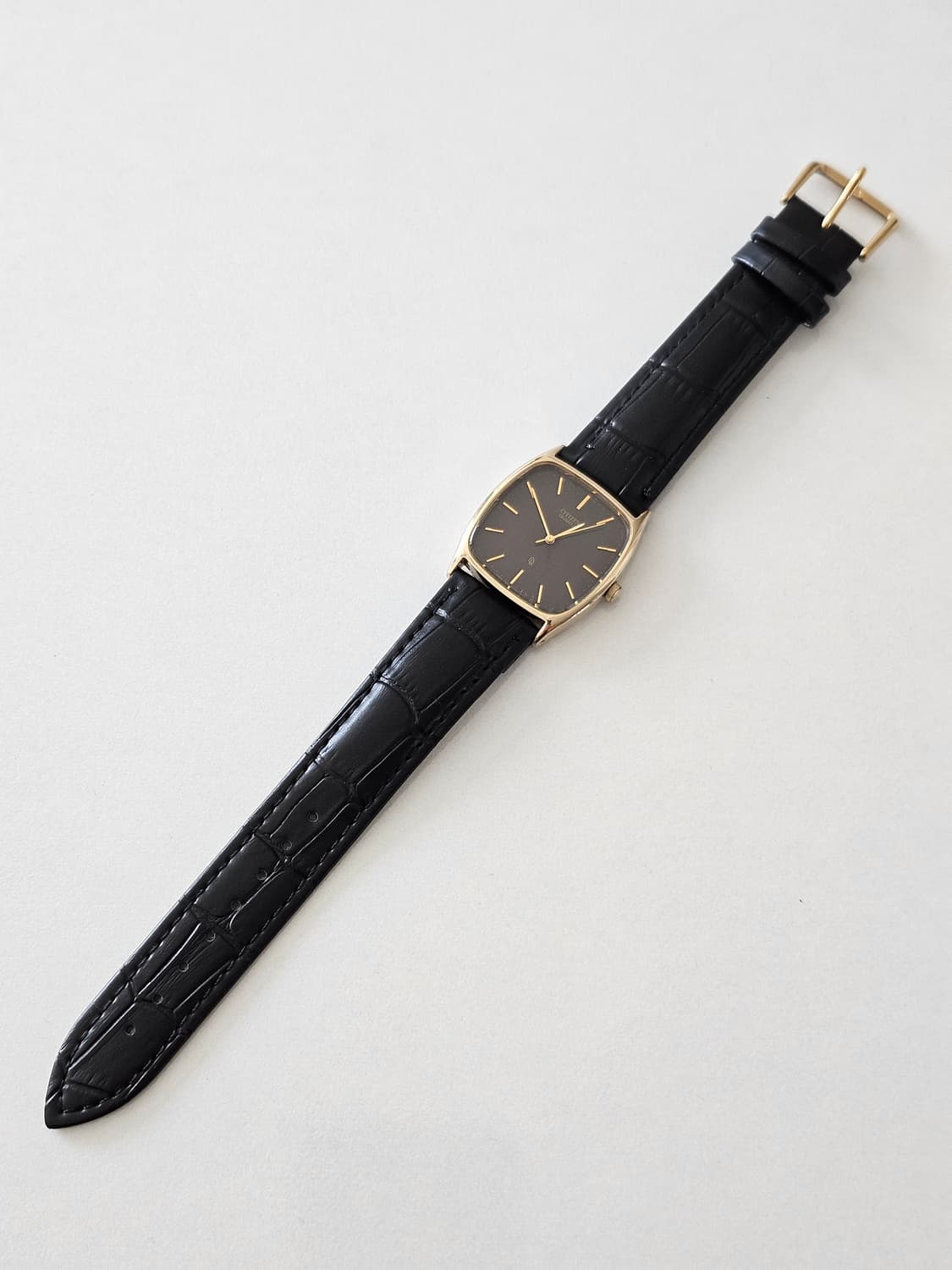 빈티지 시티즌 쿼츠 블랙 가죽 시계 상품이미지7