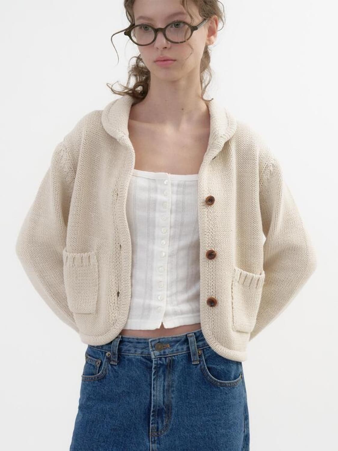 헤더먼트 prestige knitted jacket 니트 자켓 크림 상품이미지1