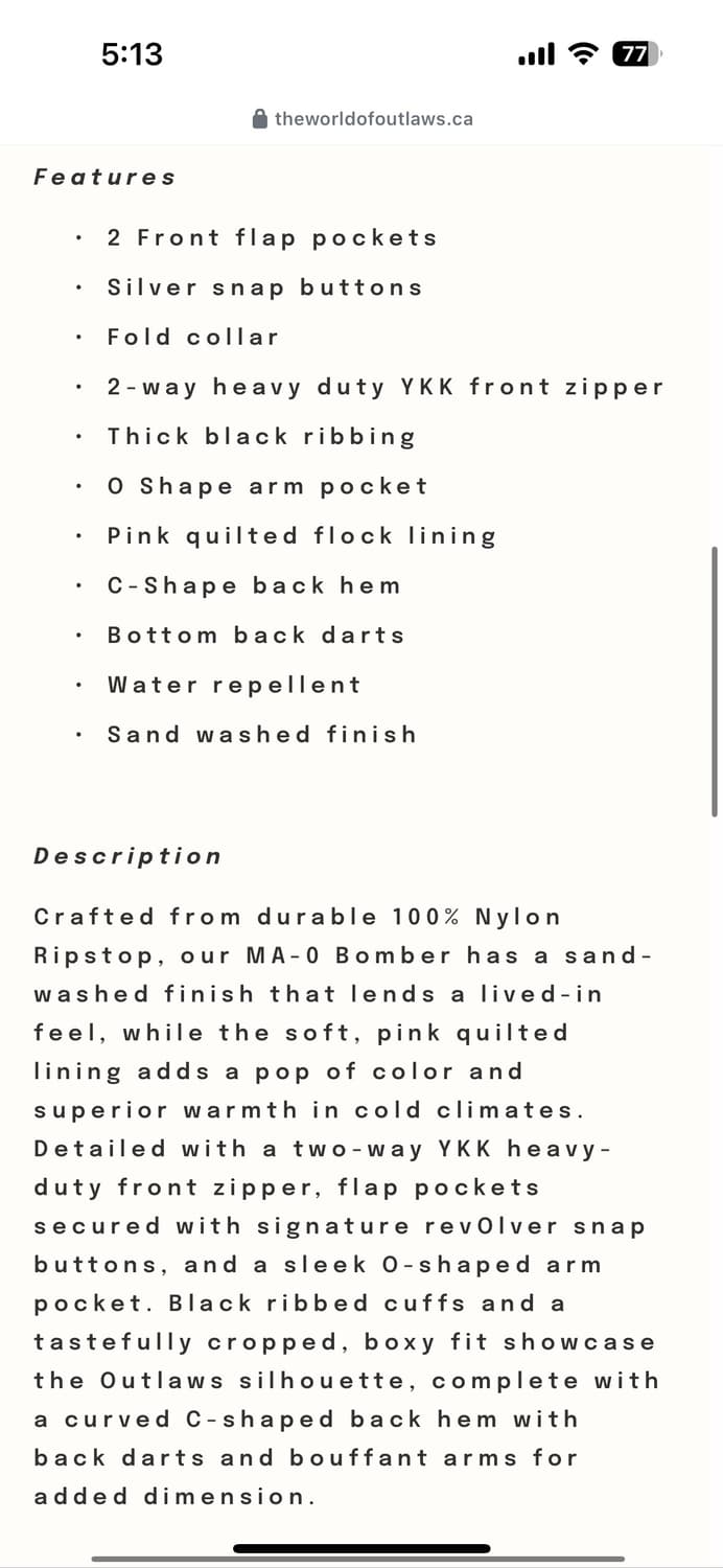 Outlaws 바머자켓 상품이미지3