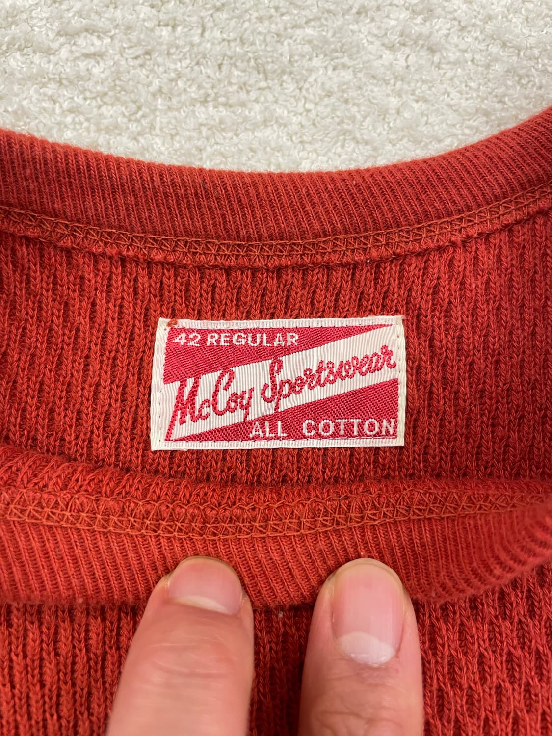 23FW 리얼맥코이 와플 써멀 롱슬리브 레드 [42 / XL] 상품이미지4