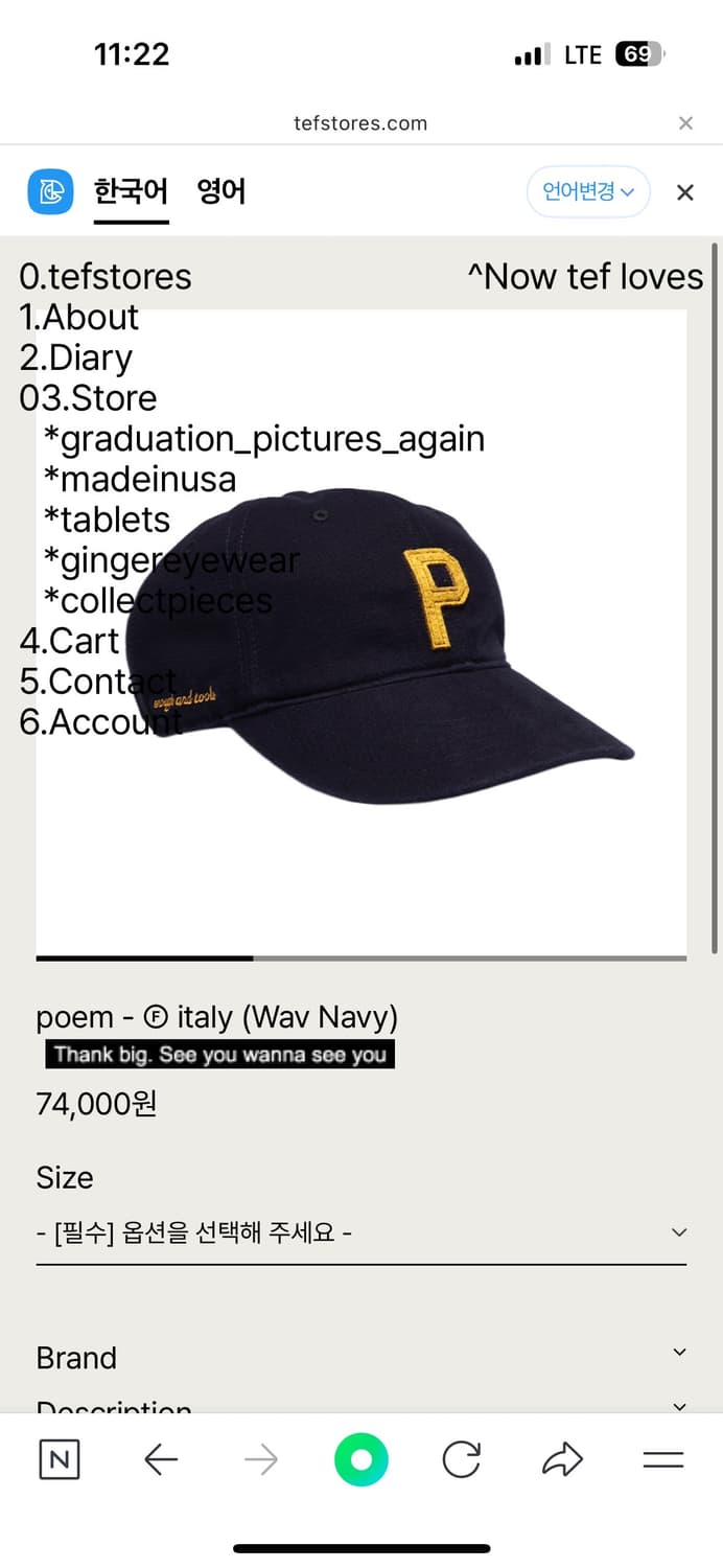 [M] 테프스토어즈 tefstors 볼캡 그래듀에이션 픽처스 어게인 상품이미지1