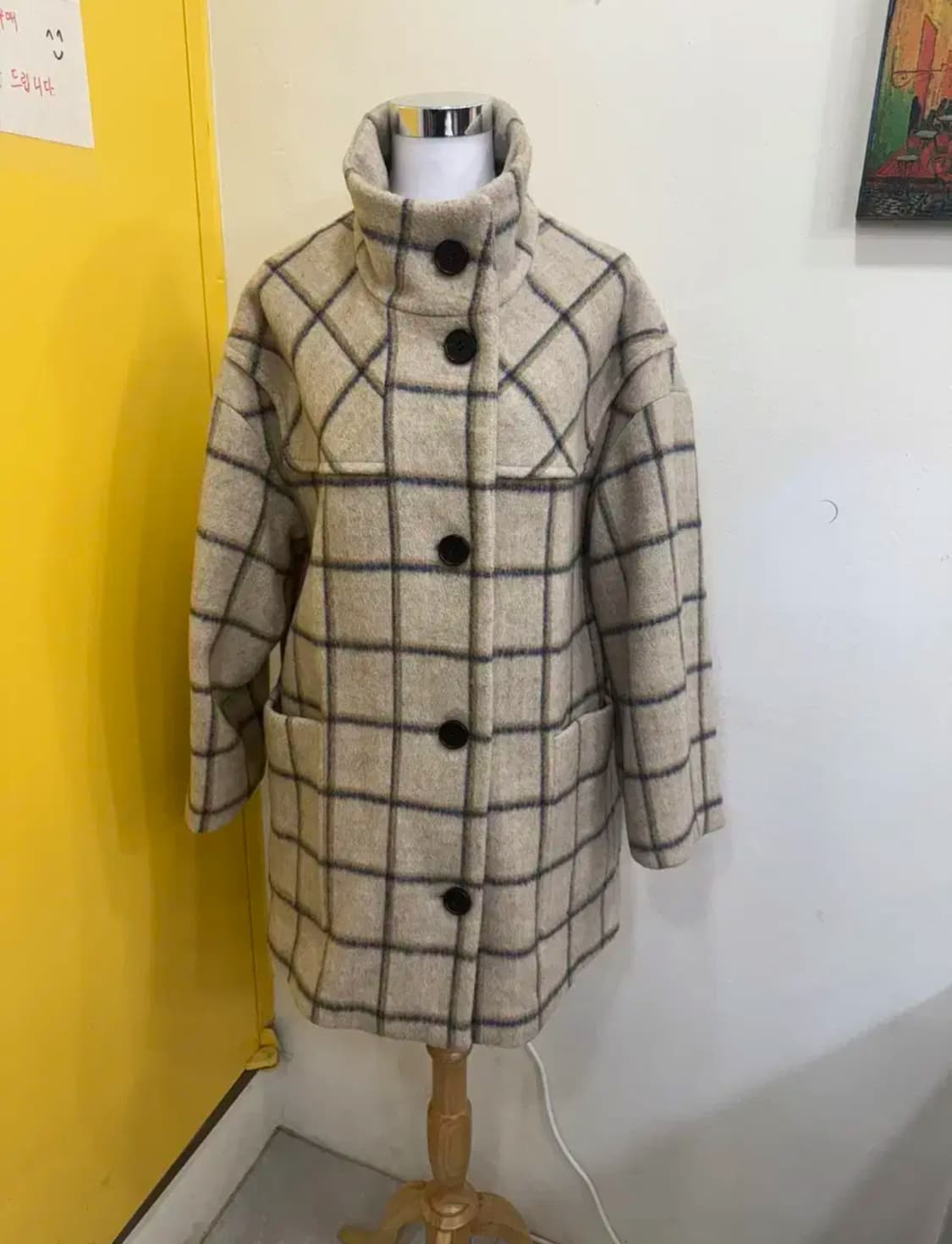 LAP 어반 울 체크 하프 코트 상품이미지3