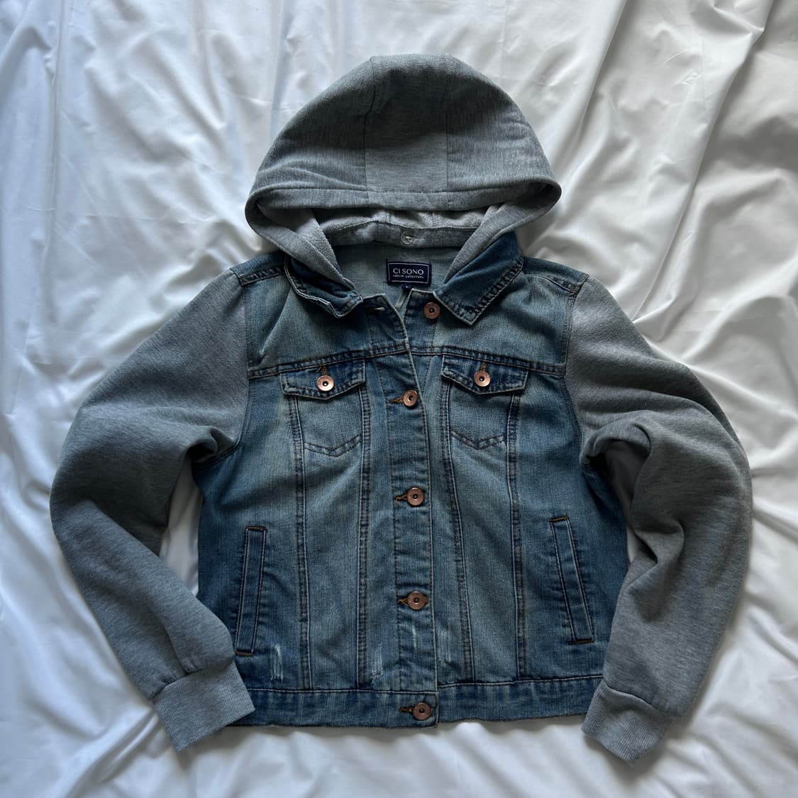 빈티지 후드 레이어드 데님자켓 상품이미지5