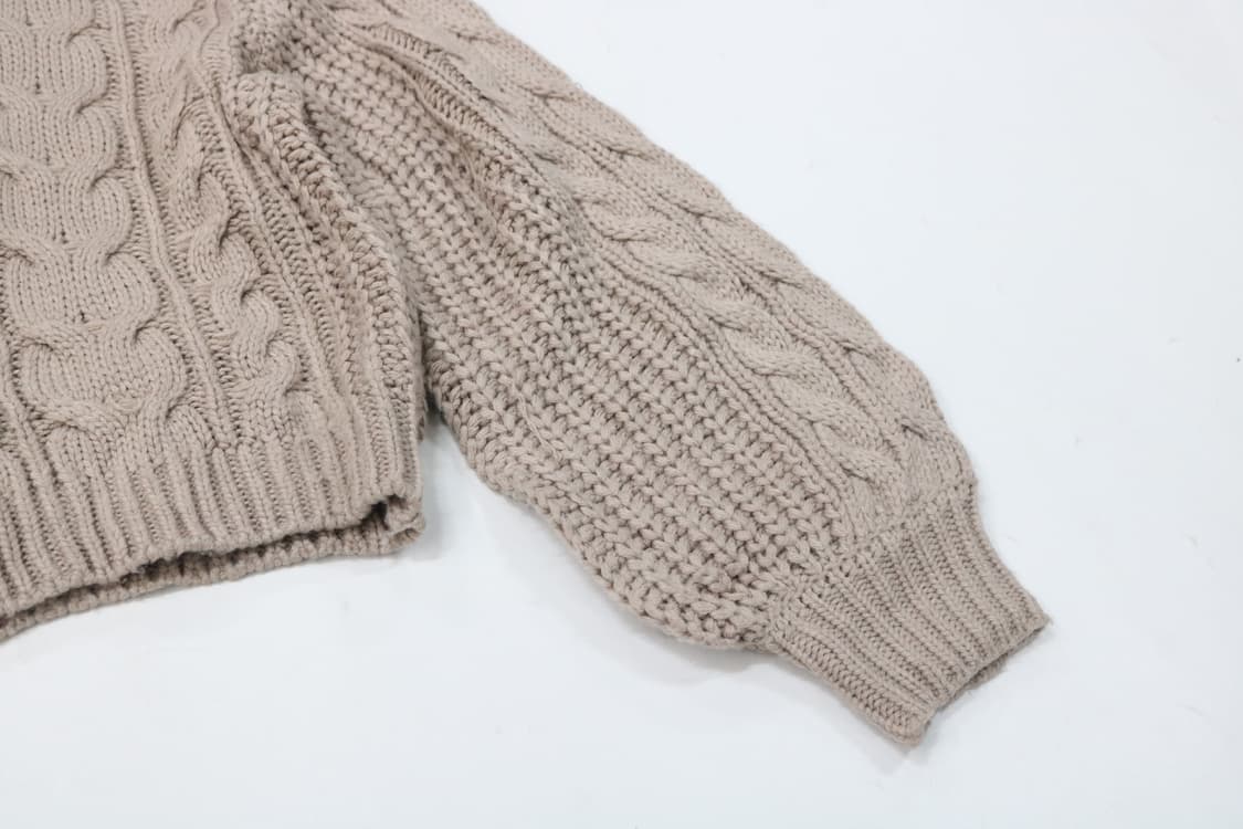 GRL 그레일 케이블 니트 크롭 후드 집업 상품이미지5