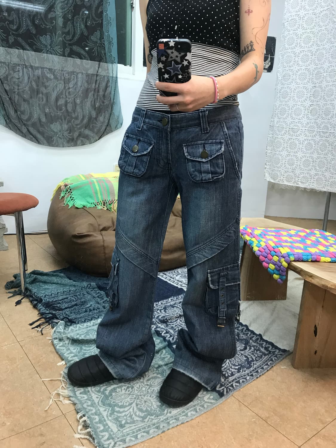 빈티지 여성 포켓 카고 데님팬츠  상품이미지1