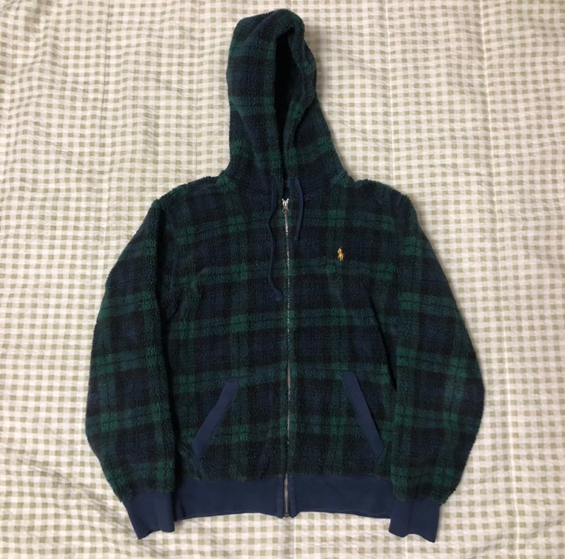폴로랄프로렌 타탄체크 쉐르파 후드집업 상품이미지1