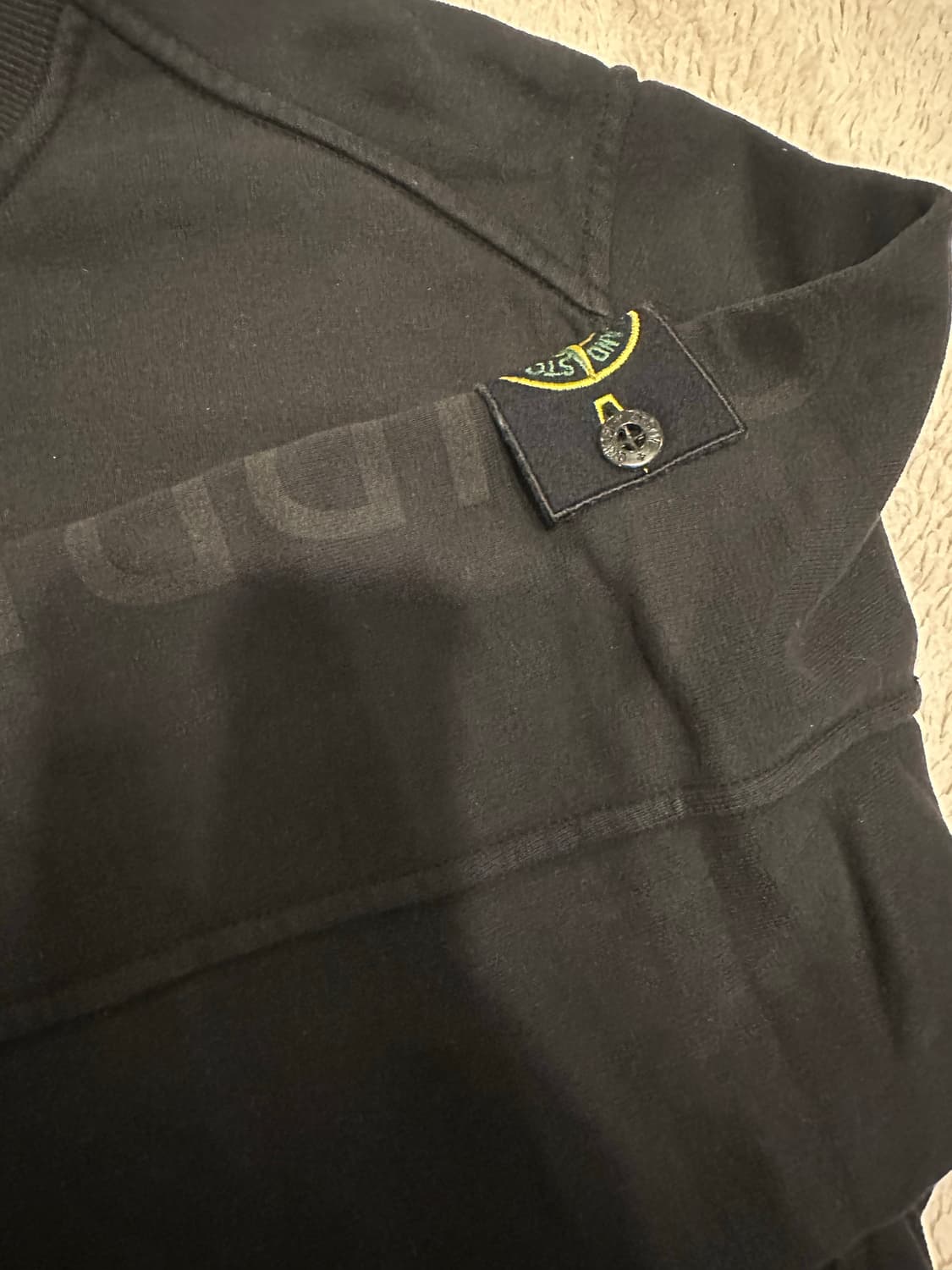 스톤아일랜드 x 슈프림 14fw 크루넥 블랙 상품이미지4