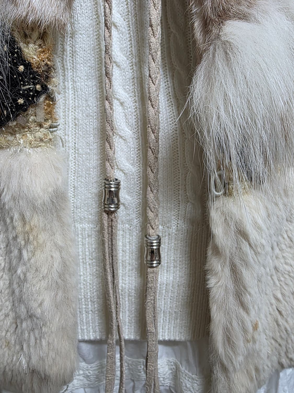 폭스퍼 레이스 퍼 자켓 / 토끼털 트리밍 / 초희귀 빈티지  상품이미지5