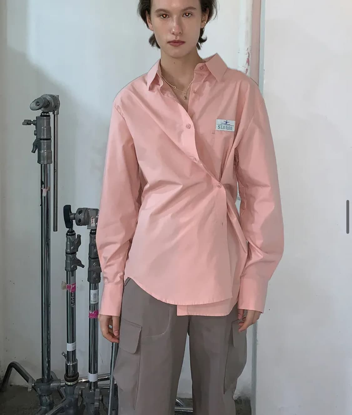 시눈 클래식 코튼 셔츠 살몬 핑크 상품이미지2