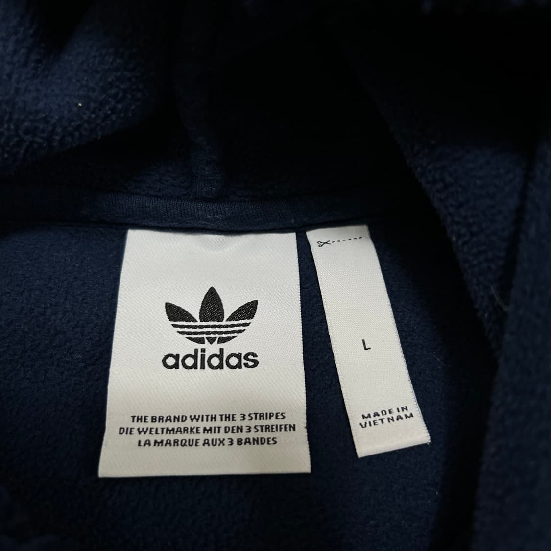 아디다스 트레포일 빅로고 뽀글이 후리스 후드티 [네이비] L/100 상품이미지4