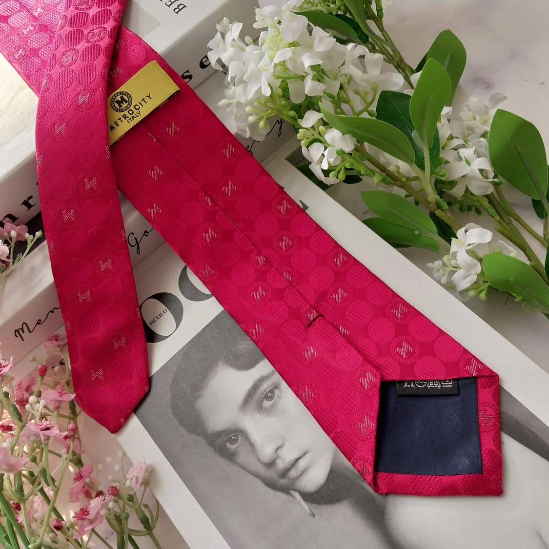 메트로시티 실크 레드 로고 자수 넥타이 7cm A+등급 K1929 상품이미지6