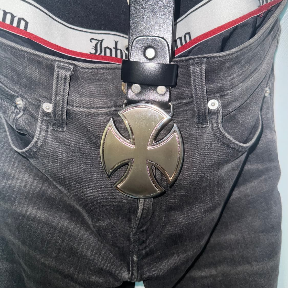 silver cross cow leather belt black/bn 상품이미지2