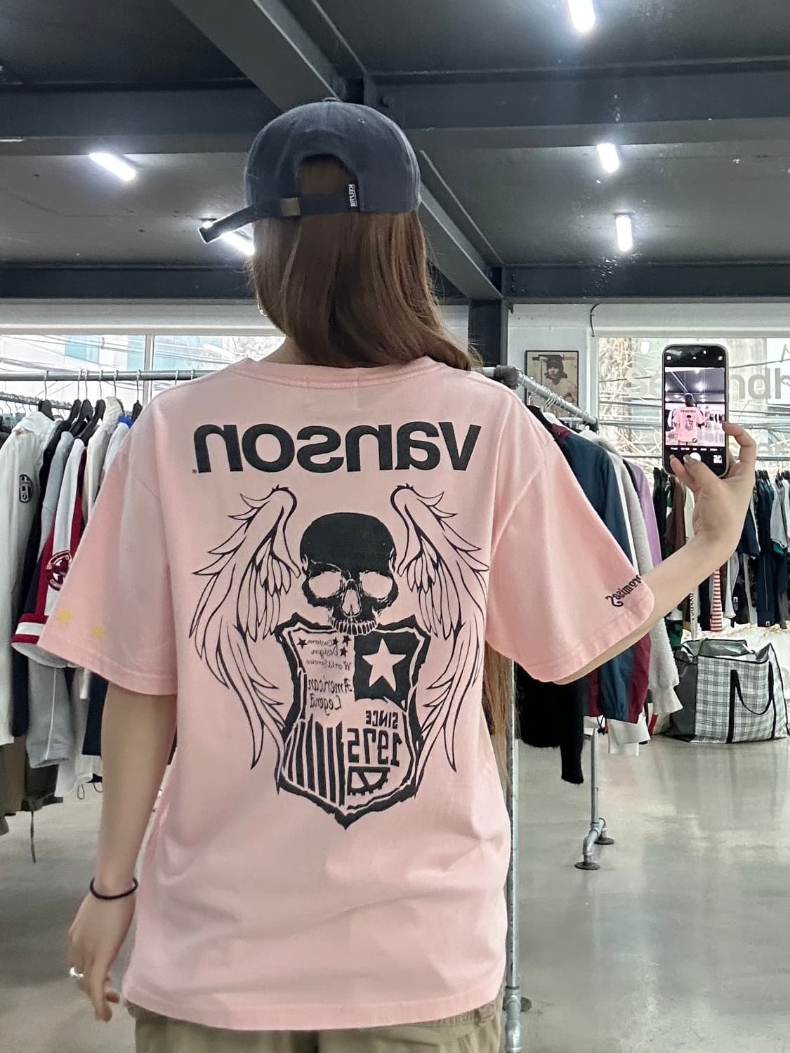 벤슨 스컬윙 반팔티 핑크 상품이미지1