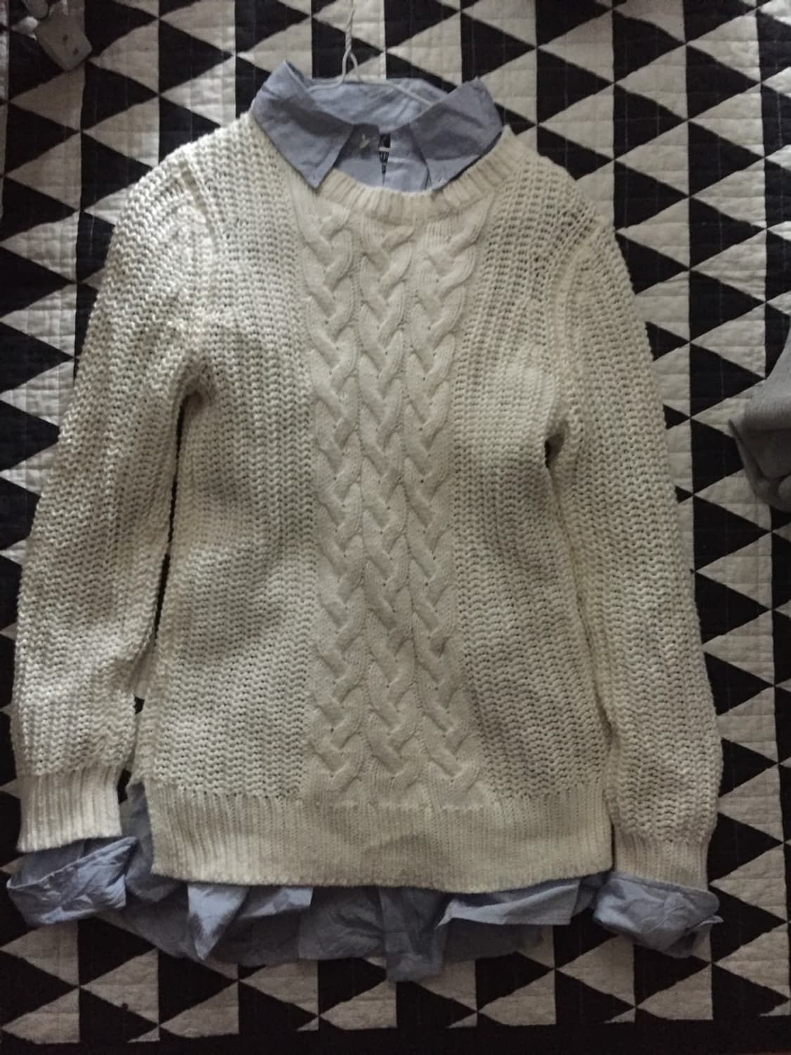 꽈배기 흰색 니트 폴로 셔츠 세트 상품이미지1