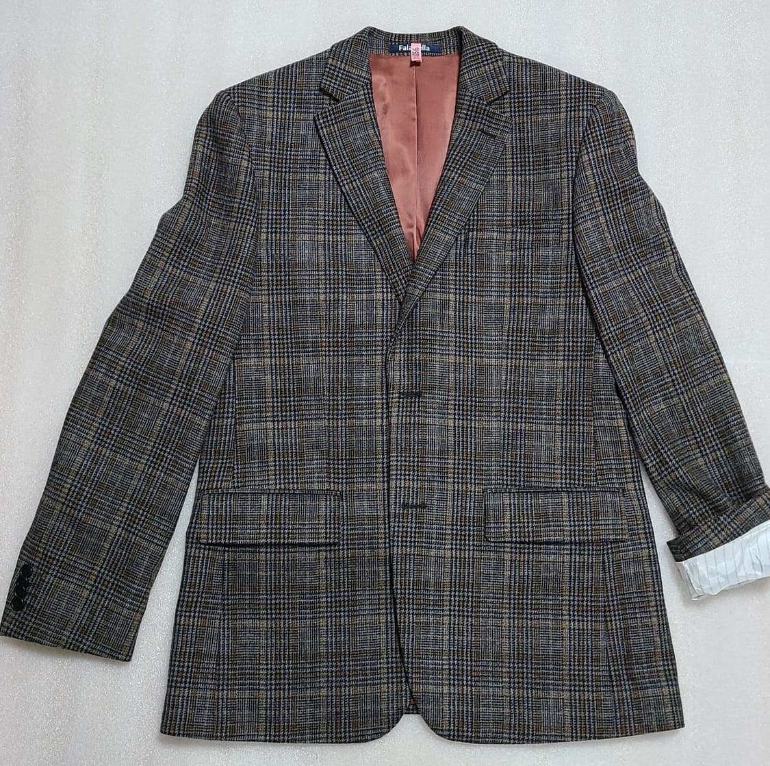 Falabella 체크 블레이저 투버튼 그레이-연브라운 L-XL 상품이미지1