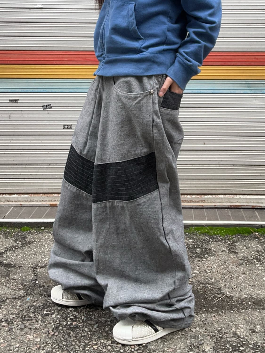 90s 그레이 데님 디테일 와이드 팬츠 상품이미지3