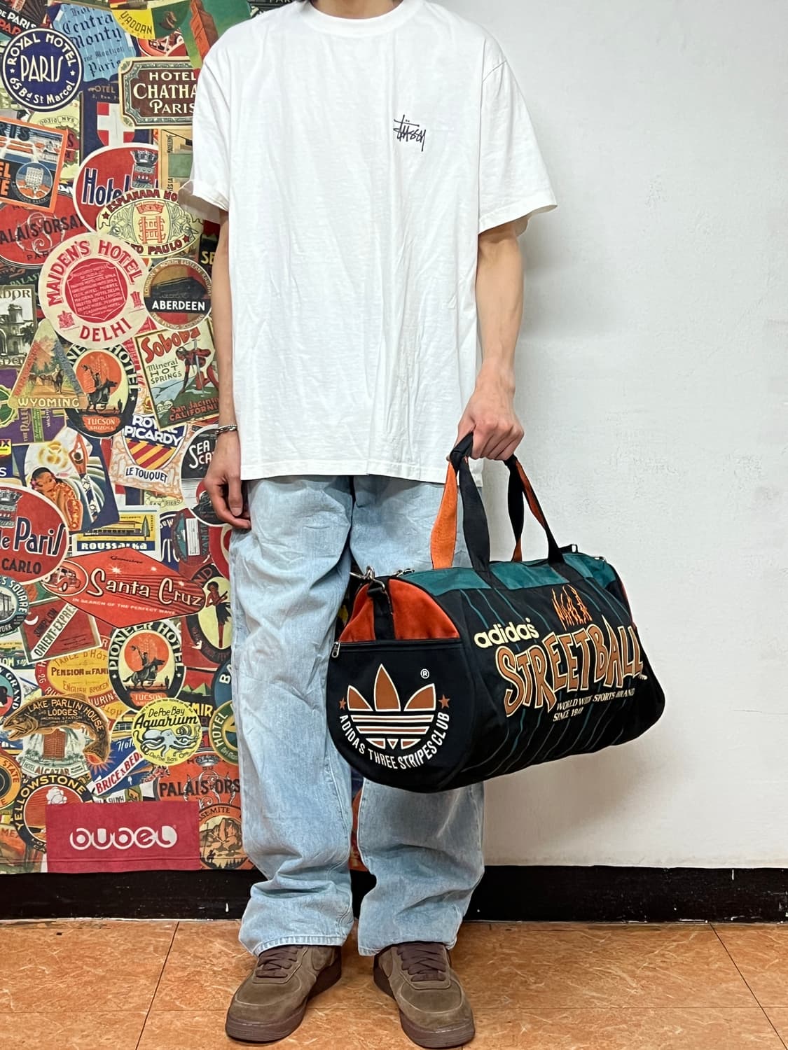 90s 아디다스 올드스쿨 빅로고 프린팅 보스턴백 망치백 토트백 가방 상품이미지6