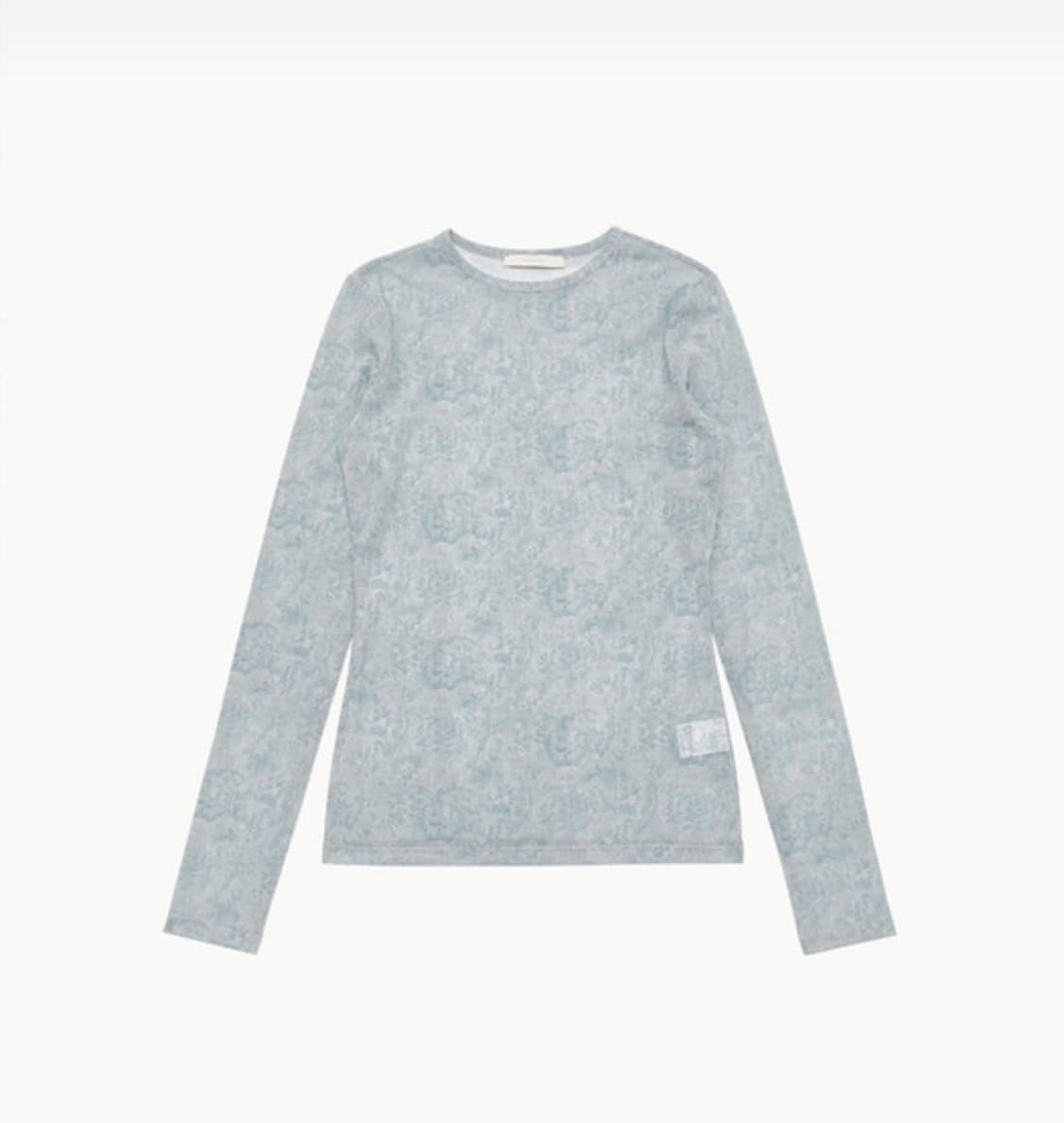 AMOMENTO WOMEN FLORAL MESH ROUND T-SHIRT 상품이미지1