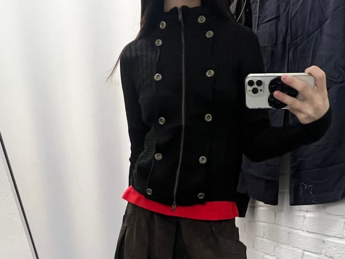 vintage button zip up cardigan  상품이미지2