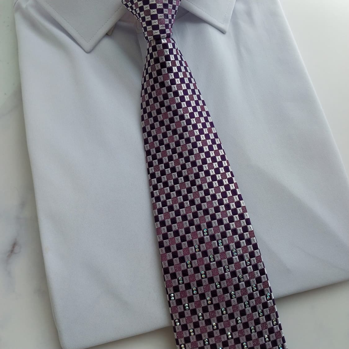 메트로시티 실크 퍼플 체크 자카드 넥타이 8.5cm A+등급 K934
 상품이미지8