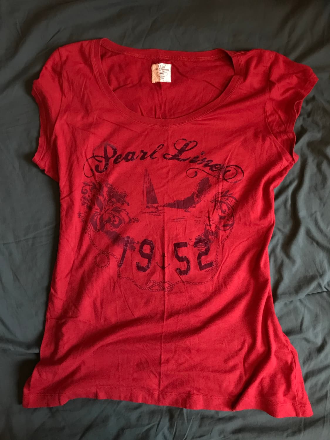 Y2K red print slim tee  상품이미지1