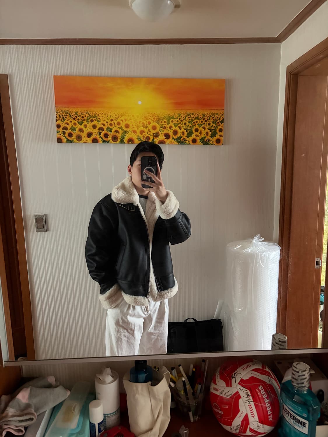 도프제이슨 하이넥 레더 무톤 자켓 m 상품이미지8