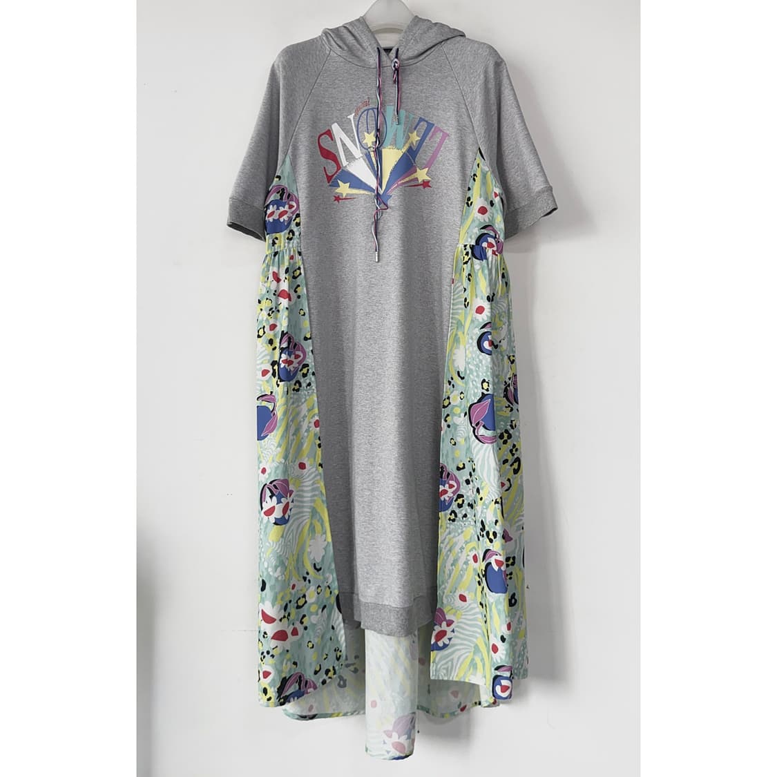 오즈세컨 프린팅 블록 후드 원피스 상품이미지2