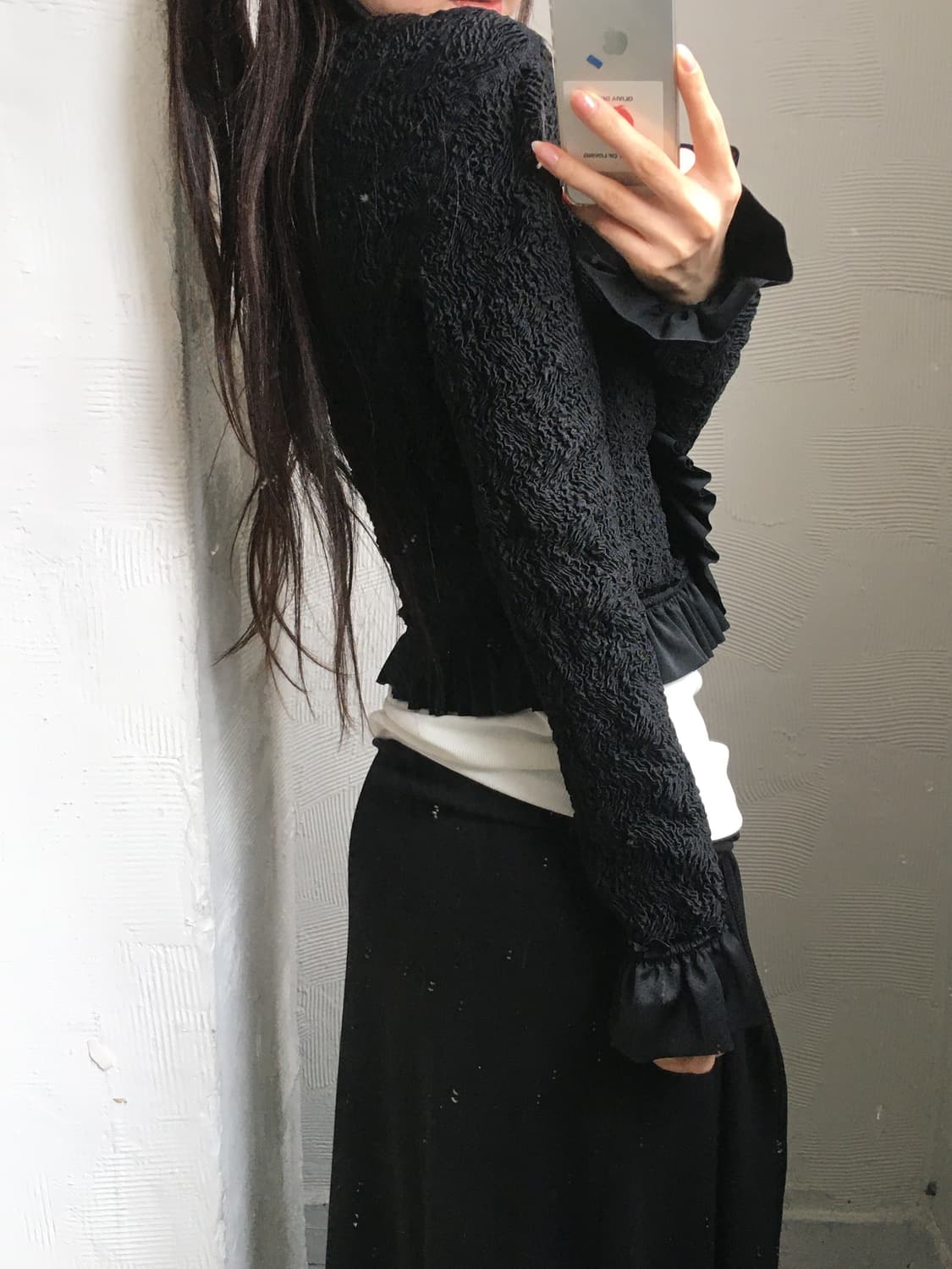 Alexander Wang 알렉산더 왕 블랙 플리츠 러플 크롭 자켓 상품이미지2