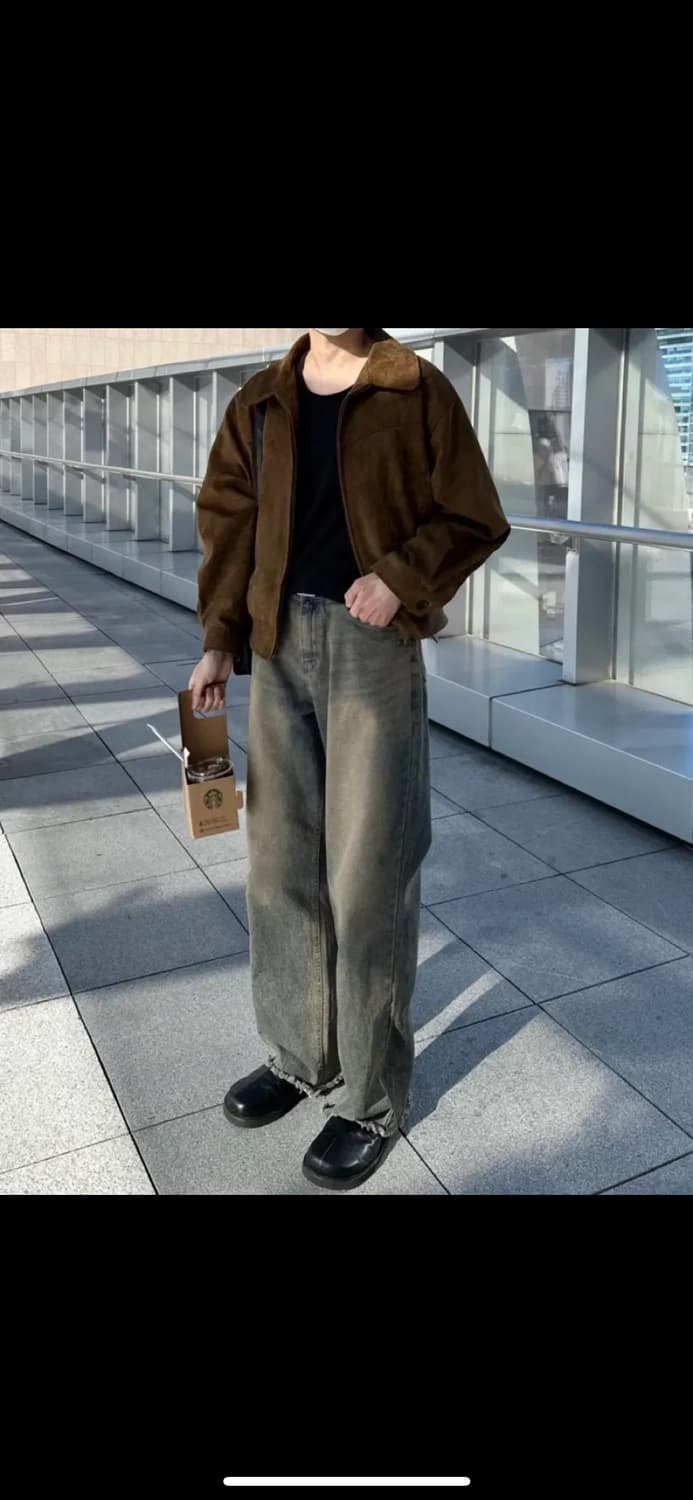 어라이브 브라운 스웨이드 블루종 자켓 상품이미지5