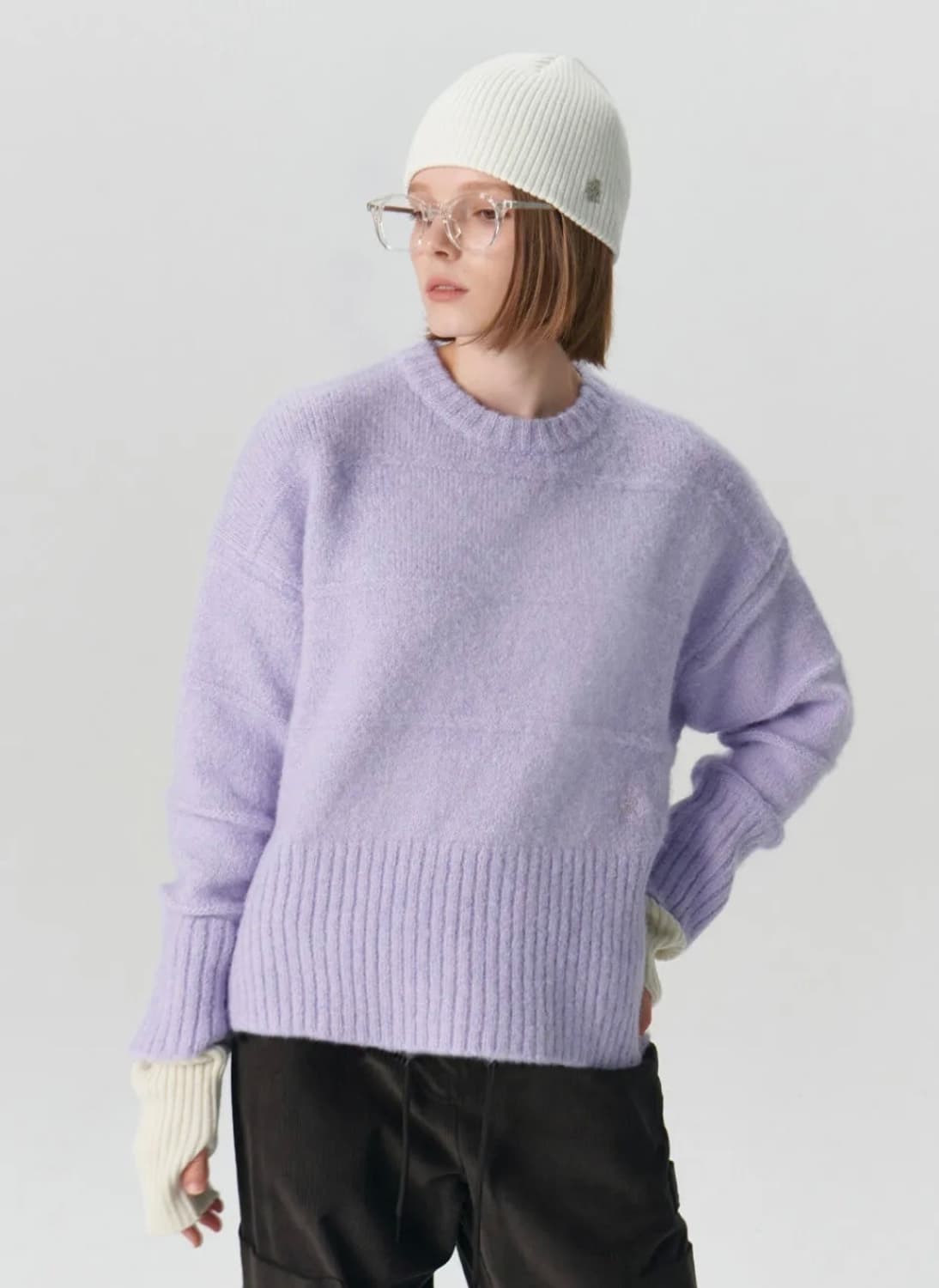 새상품 시티브리즈 사이드 슬릿 레이스업 니트 라벤더 상품이미지6