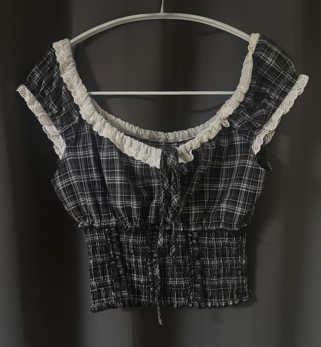 하몽 스모키 체크 블라우스 상품이미지3