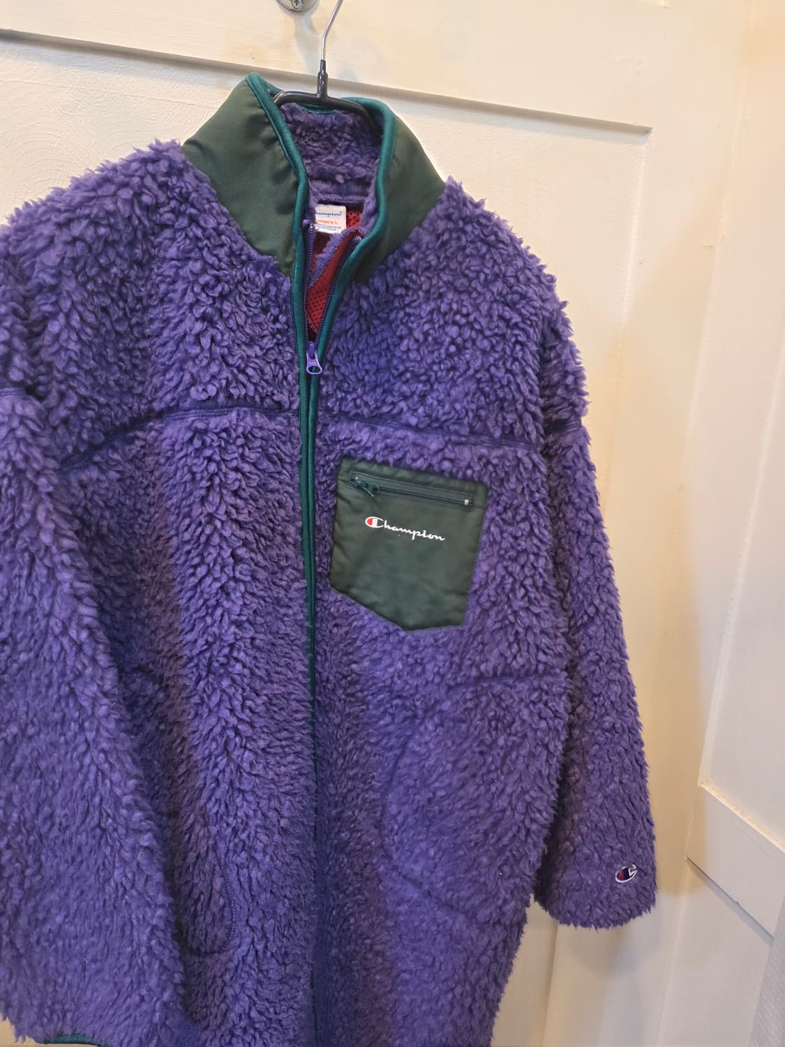 챔피온 여성 퍼플/그린 롱 후리스 L 상품이미지4