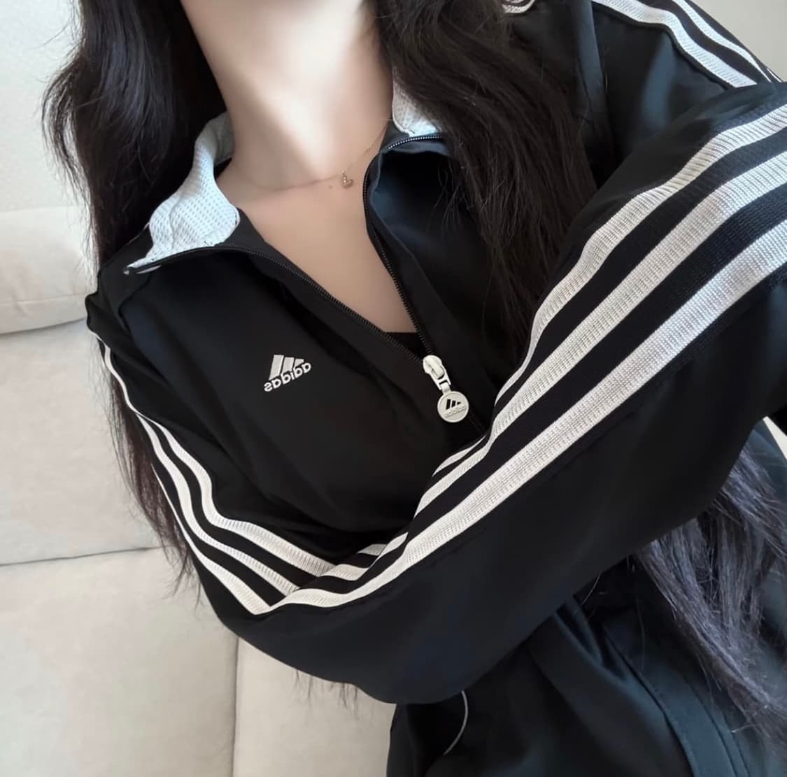 아디다스 배색 네이비 그레이 기모 면집업 + 아디다스 윈드러너 합배창 상품이미지2