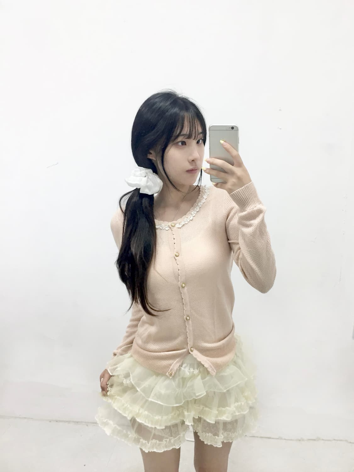 로걀 핑크 진주 레이스 가디건 상품이미지1
