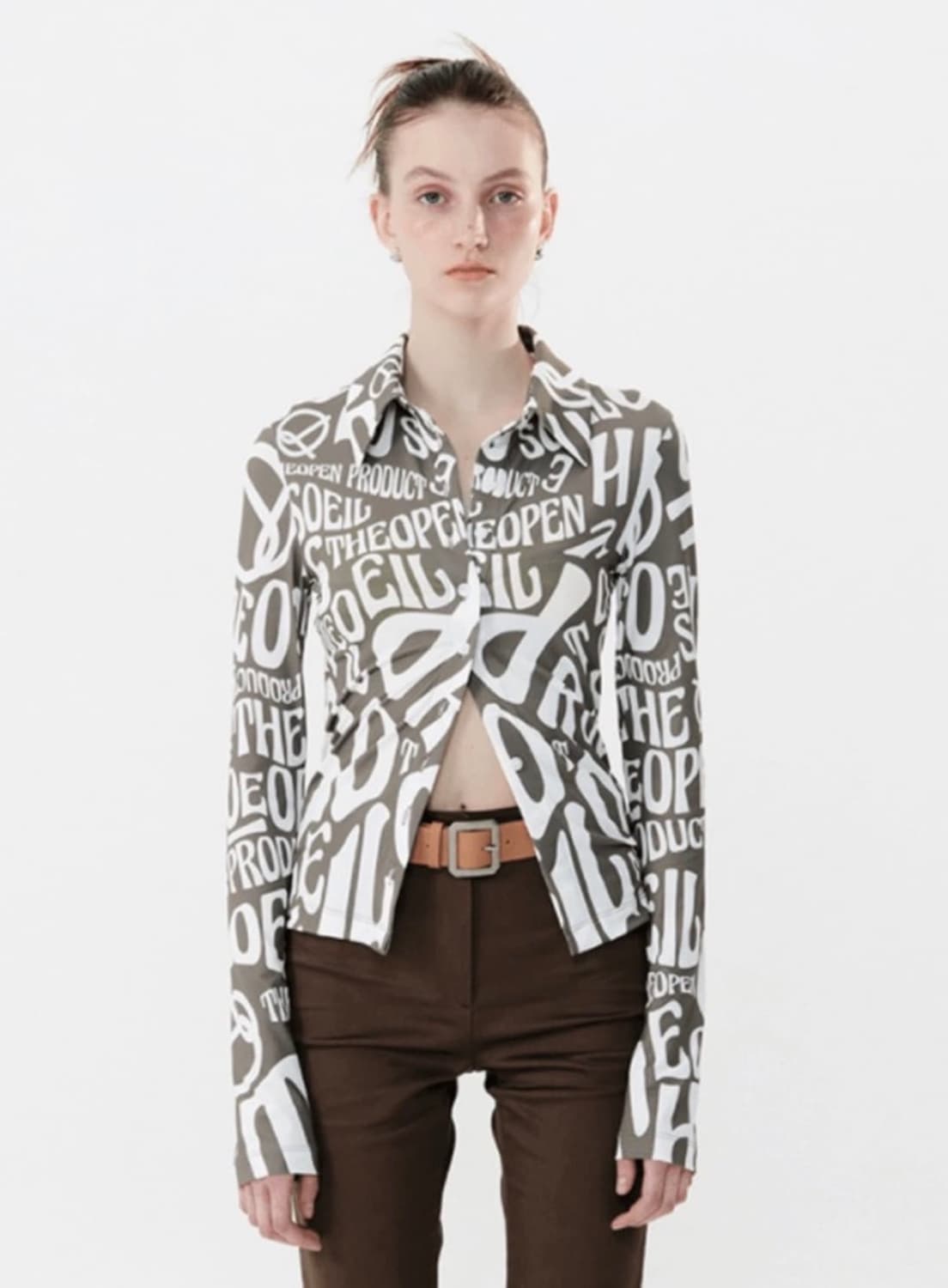 더오픈프로덕트 버튼다운 소일셔츠 브라운 상품이미지1