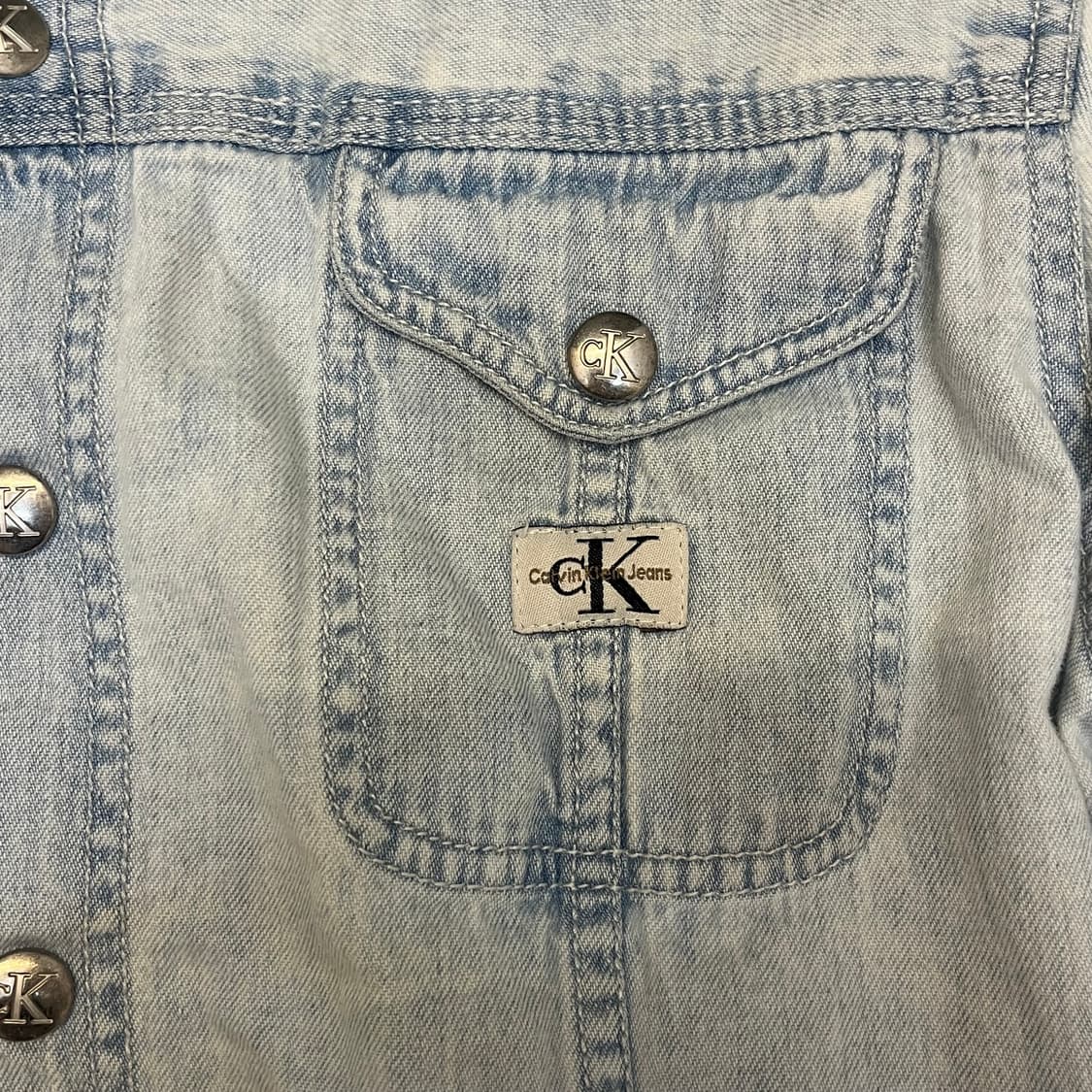 미국빈티지 캘빈클라인 Ck 데님셔츠 연청 상품이미지7