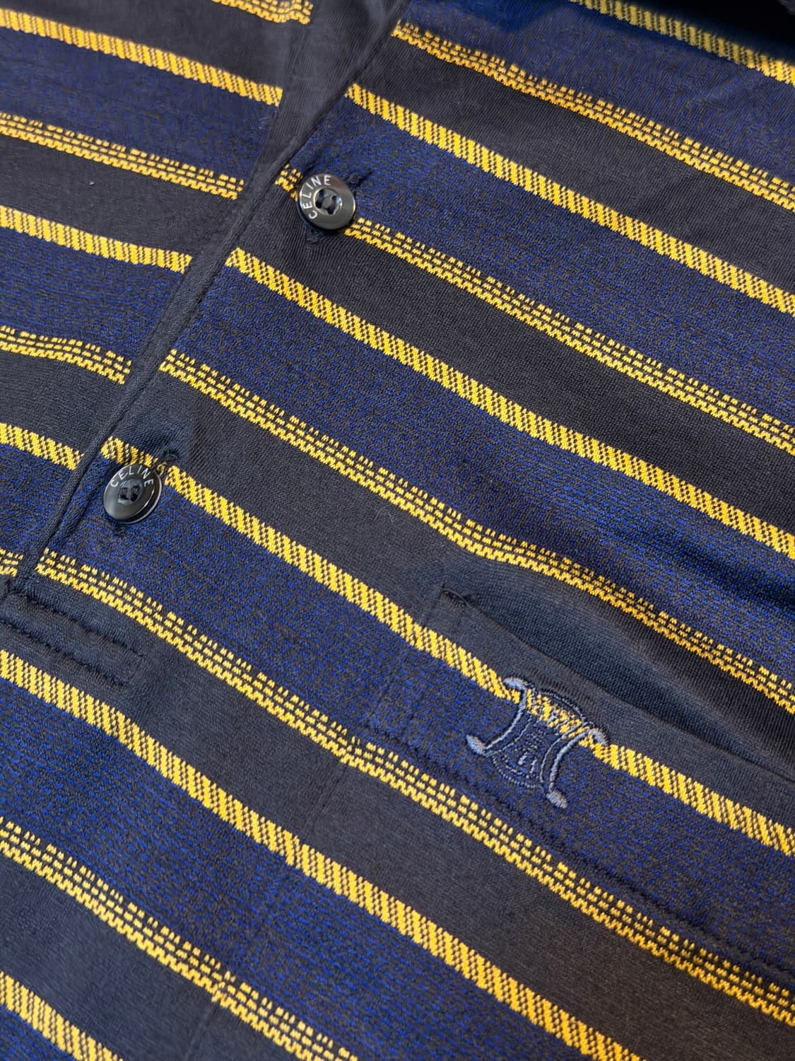 90s 올드 셀린느 옴므 아카이브 스트라이프 반팔 카라티 상품이미지2