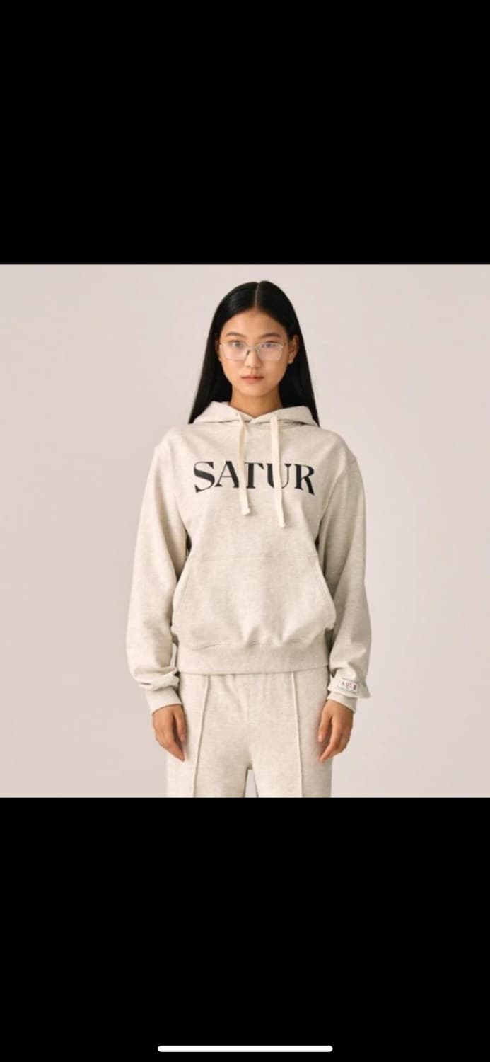 새상품) SATUR 세터 레터 로고 후드티 M 상품이미지2