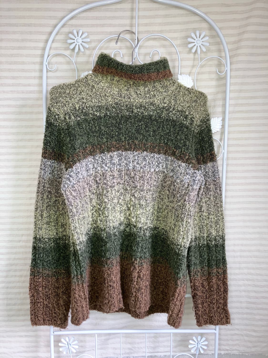 jpn vintage 그린 브라운 스트라이프 니트 y2k 스트릿 갸루 펑 상품이미지1