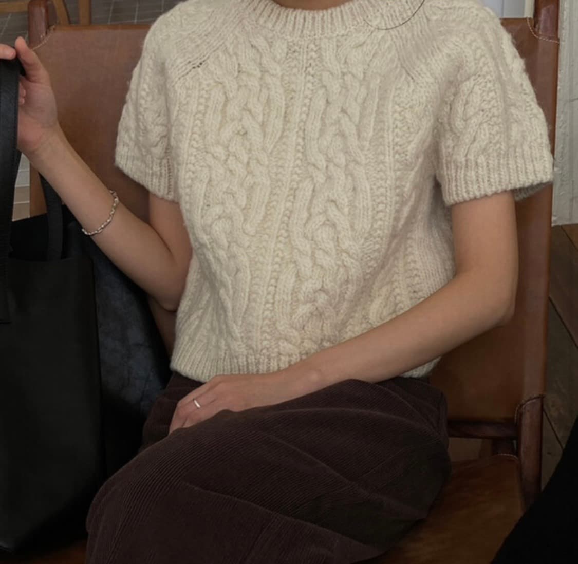 울 케이블 반팔니트 겨울용 (울100) 상품이미지3