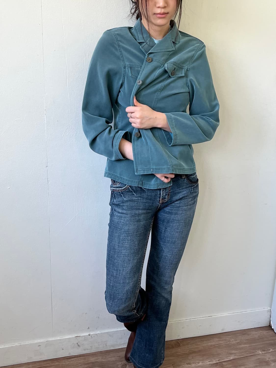 Japan vtg 블루그레이 자켓 상품이미지4