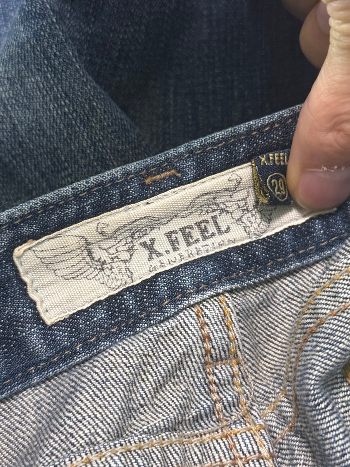 X.FEEL 로우라이즈 데님 워싱 29 일본 빈티지 플레어진 락 펑크 찡 상품이미지5