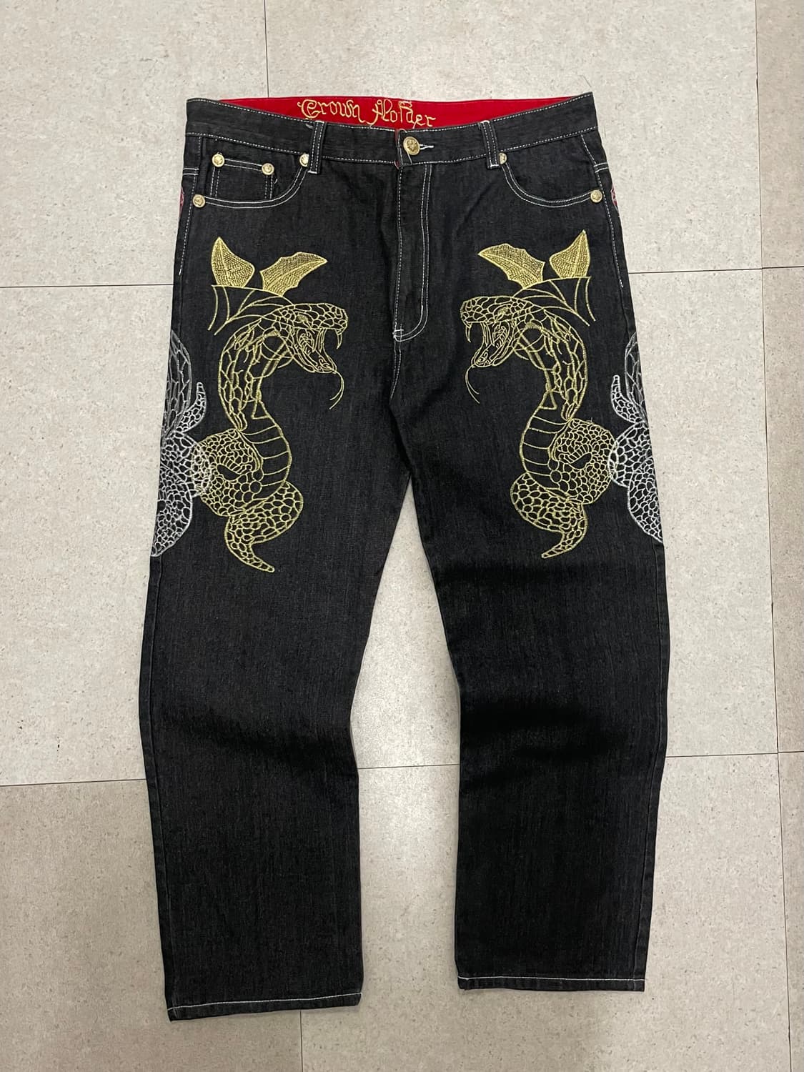 (빈티지)Crown Holder 크라운 홀더 코브라 와이드 데님 팬츠 상품이미지1