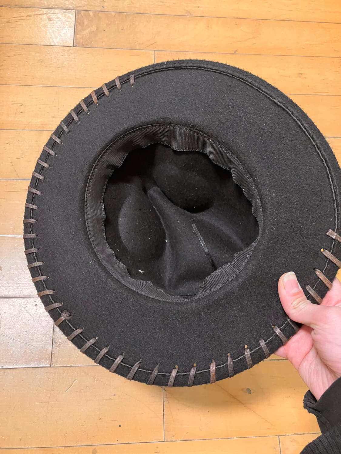 Japanese 90s 비대칭 레더 스티치 디테일 카우보이 모자 상품이미지4