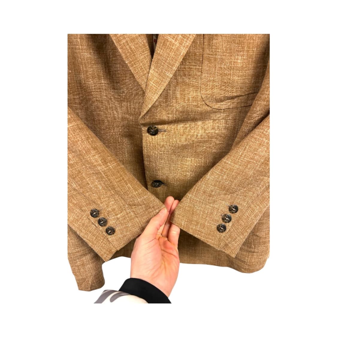 (L) 에르메네질도 제냐 JPN 울 린넨 패브릭 브라운 싱글 재킷 OB- 상품이미지3